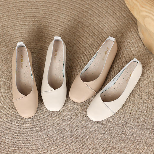 ZHR单鞋女2023春季新款V型浅口显瘦通勤时尚平底鞋软底一脚蹬女鞋 商品图1
