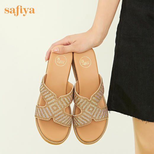 Safiya/索菲娅 2023夏季新品假日仙女风钻带水晶跟厚底休闲拖鞋 SF32110044 商品图0
