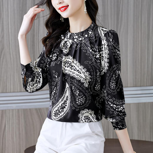 KQL 765G712印花衫韩版碎花衬衫妈妈装衬衣 商品图1