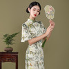 复古中国风，夏季新款荷叶袖真丝改良旗袍OY-220207 商品缩略图1