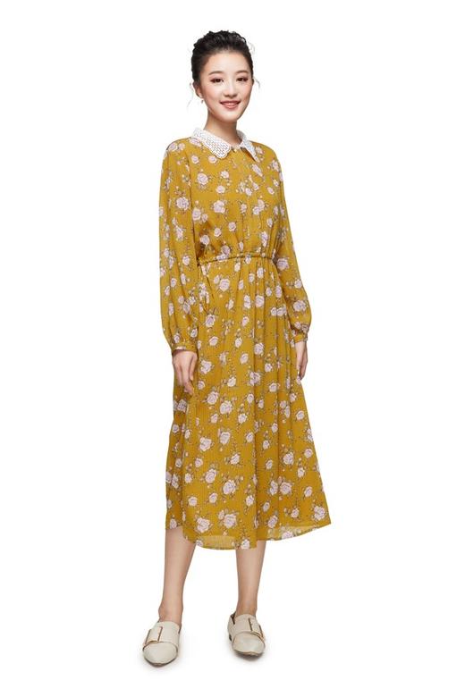 amadella 钩花翻领印花连衣裙 8997 商品图0