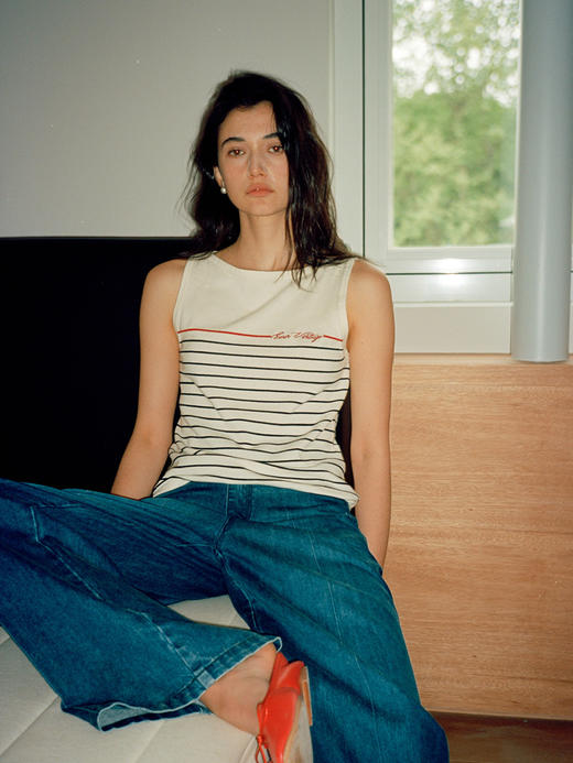 Even Vintage | 简约百搭 复古条纹宽松经典气质纯棉背心上衣女夏 商品图3