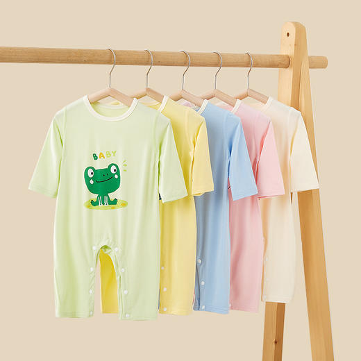 夏季薄款长袖宝宝莫代尔哈衣空调服夏装新生儿衣服睡衣 商品图0