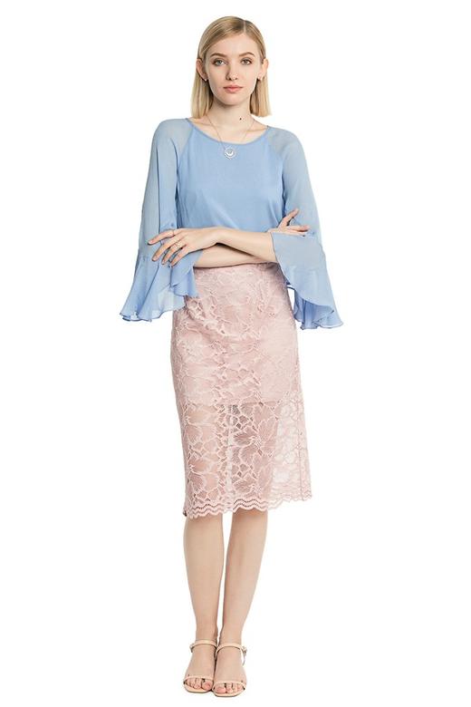 SUMMER & SAGE 粉色钩花镂空包臀裙 2482 商品图1