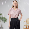 EITIE爱特爱气质V领高级感缎面直筒上衣显瘦通勤OL夏季新款B13124 商品缩略图1