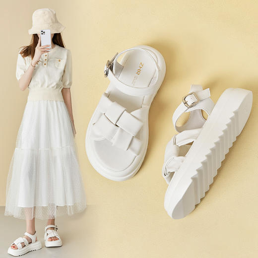 ZHR编织面凉鞋女2023新款显瘦松糕底沙滩凉鞋女小众设计外穿女鞋 商品图0