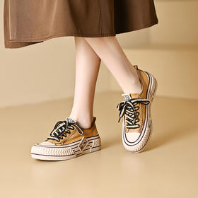 时尚韩版，透气系带真皮板鞋KFY-32114