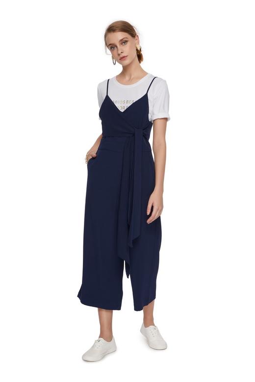 SUMMER & SAGE 海军蓝裹胸吊带连体裤 7005 商品图0