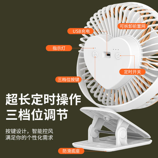2023新款USB香薰可定时夹子风扇学生宿舍学生便携式办公宿舍夹扇 商品图2