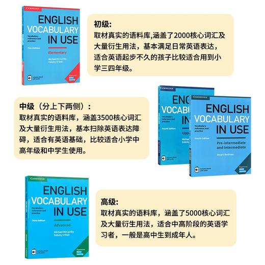 原版进口English Vocabulary in Use剑桥英语词汇学习工具书初中高级4本英文英式英语教材englishvocabularyinuse 商品图2