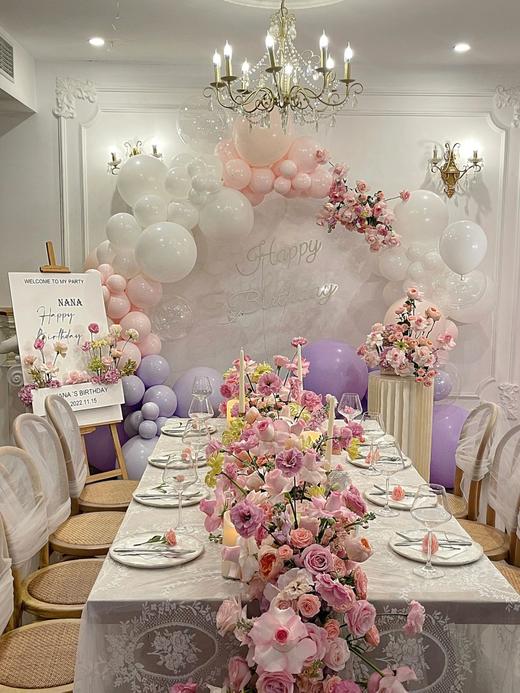 生日布置 粉色系瀑布鲜花 商品图3