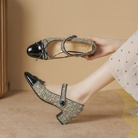 「三款配色！法式小香风」浅口单鞋女2023新款法式小香风玛丽珍粗跟单鞋女法式芭蕾鞋