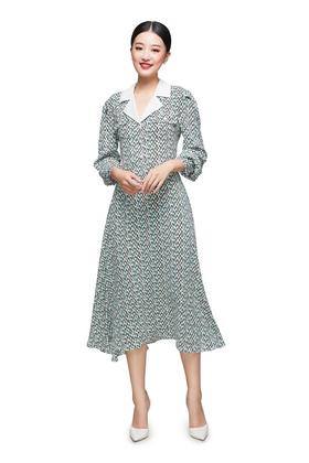 Le Malene 几何印花翻领连衣裙 8999