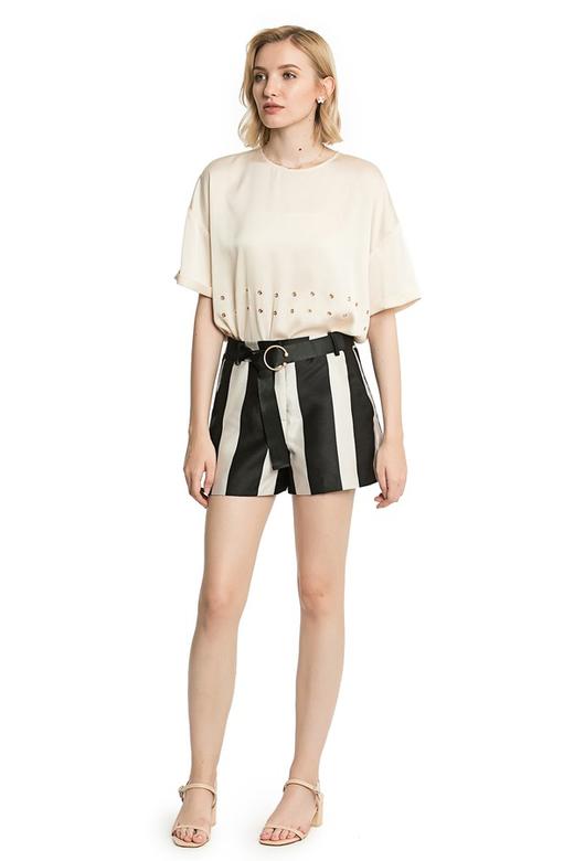 WEN&VI 米色金属环扣镂空上衣 2375 商品图1