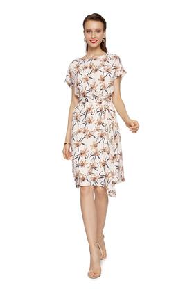 SUMMER & SAGE 米色束腰印花连衣裙 6994