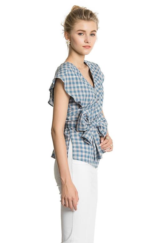 OCTAVIA 格纹裹身系带上衣 2907 商品图1