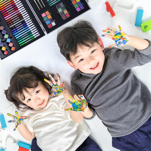 mobee儿童画画工具 水彩笔画笔礼盒145件套装 商品图3