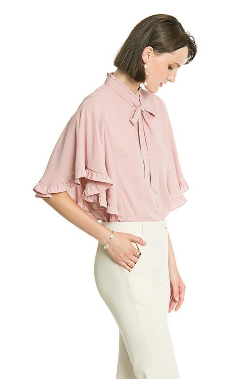 OSA欧莎 系带领结雪纺上衣 3103 商品图1