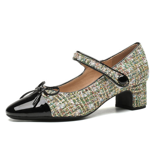 「三款配色！法式小香风」浅口单鞋女2023新款法式小香风玛丽珍粗跟单鞋女法式芭蕾鞋 商品图4