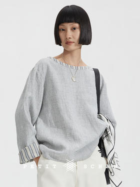 PETIT SCHAN小闪 CLO#256 drizzle 绵绵 法国进口色纺亚麻套头长袖罩衫