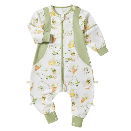 【天生凉感 快速排湿“不沾人”】薄款儿童竹纤维分腿睡袋婴儿爬服竹棉纱布宝宝抑制菌睡衣A类连体衣 商品图4