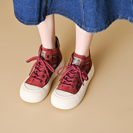 头层牛皮厚底高帮，镂空系带凉鞋KFY-32120 商品图2