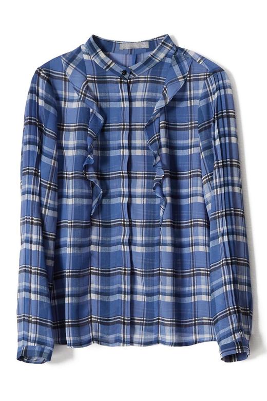 OCTAVIA 荷叶边饰蓝色格纹衬衣 6790 商品图4