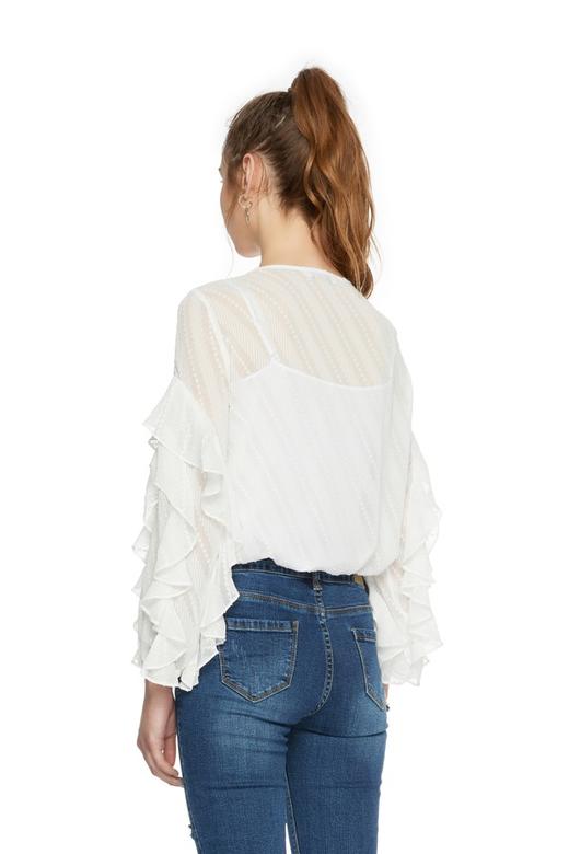 LNNNS 荷叶边饰半透明系带上衣 6378 商品图1