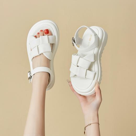 ZHR编织面凉鞋女2023新款显瘦松糕底沙滩凉鞋女小众设计外穿女鞋 商品图5