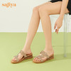 Safiya/索菲娅 2023夏季新品波西米亚爱心闪钻休闲坡跟露趾一字拖鞋SF32110407 商品缩略图3
