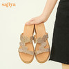 Safiya/索菲娅 2023夏季新品波西米亚爱心闪钻休闲坡跟露趾一字拖鞋SF32110407 商品缩略图2