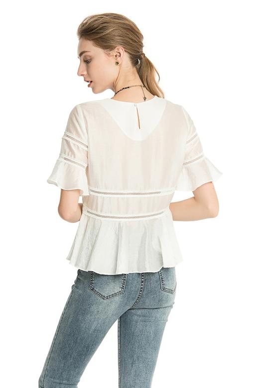 SUMMER & SAGE 白色镂空亮泽上衣 2479 商品图3