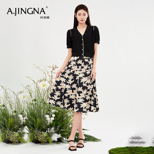 【商场同款】阿菁娜小香风撞色v领针织衫A28X318005 商品图0