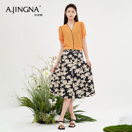 【商场同款】阿菁娜小香风撞色v领针织衫A28X318005 商品图3