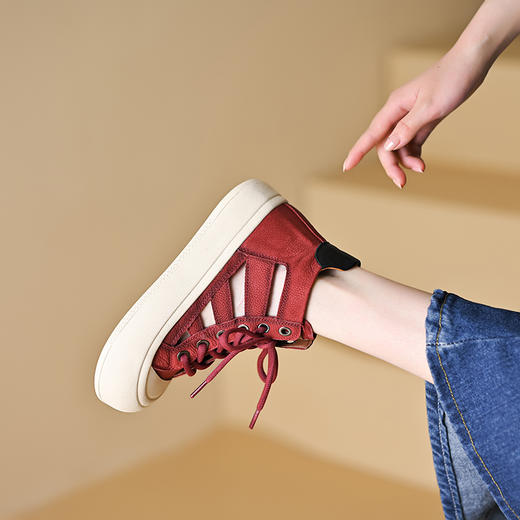 头层牛皮厚底高帮，镂空系带凉鞋KFY-32120 商品图1