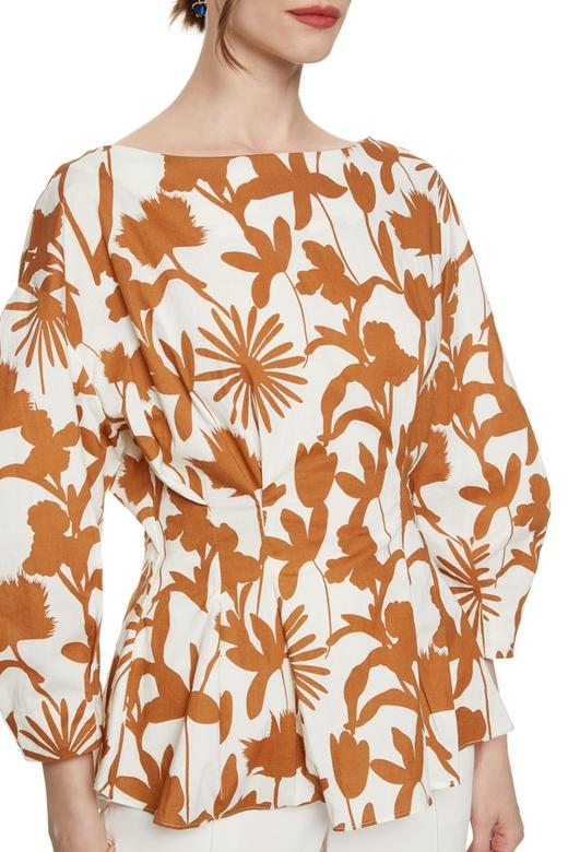 OCTAVIA 黄色印花一字肩上衣 6992 商品图2