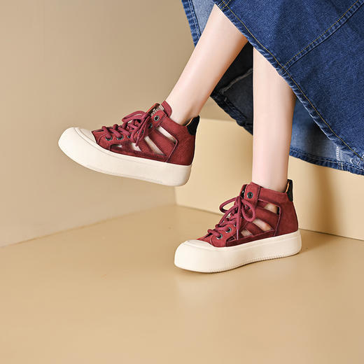 头层牛皮厚底高帮，镂空系带凉鞋KFY-32120 商品图6