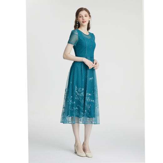 司歌复古刺绣短袖夏女连衣裙A871036 商品图1