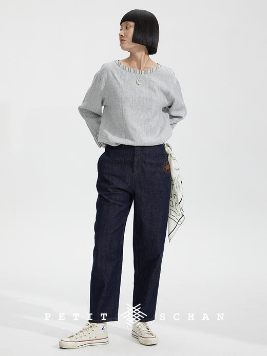 PETIT SCHAN小闪 CLO#256 drizzle 绵绵 法国进口色纺亚麻套头长袖罩衫 商品图1