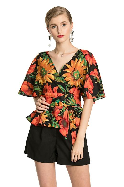 MIGAINO曼娅奴 热带印花束腰上衣 2986 商品图0