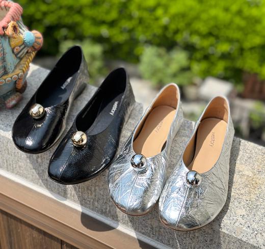 westory女鞋2023夏季新款一字扣平底牛皮革百搭单鞋72951 商品图3