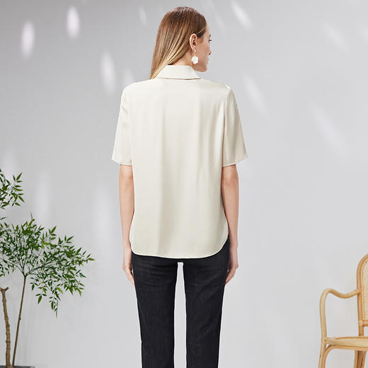 EITIE爱特爱宽松直筒显瘦通勤垂坠短袖衬衫简约百搭夏新款B13130 商品图4