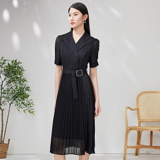 EITIE爱特爱夏季新款优雅收腰显瘦褶皱裙摆连衣裙7007750 商品图1