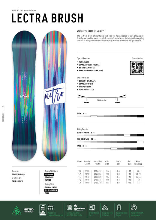 Nitro 23-24 【LECTRA BRUSH】 女款雪板 ALL MOUNTAIN 138 142 146 149 商品图1
