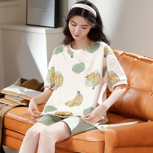 【日系新款❗️棉质家居短袖套装】短袖睡衣女士夏季，简约舒适，清新自在，柔软舒适家居服，让你感觉到温暖而舒适的夜晚。 商品图2