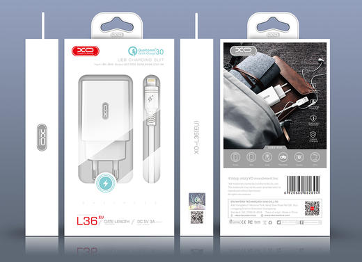 XO-L36
中规单口 QC3.0 18W直脚快充 Apple充电套装/Micro充电套装/Type-C充电套装 商品图0