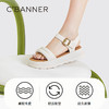 千百度女鞋夏季休闲凉鞋舒软厚底沙滩海边面包凉鞋真皮A23323203 商品缩略图3