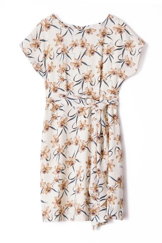 SUMMER & SAGE 米色束腰印花连衣裙 6994 商品图3