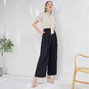 EITIE爱特爱系带高腰直筒阔腿休闲裤黑色通勤大气显瘦夏季新款B05104 商品缩略图3