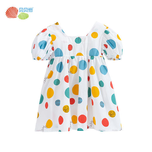 贝贝怡女童法式波点短袖连衣裙夏季新款女宝宝轻薄洋气公主裙 商品图5